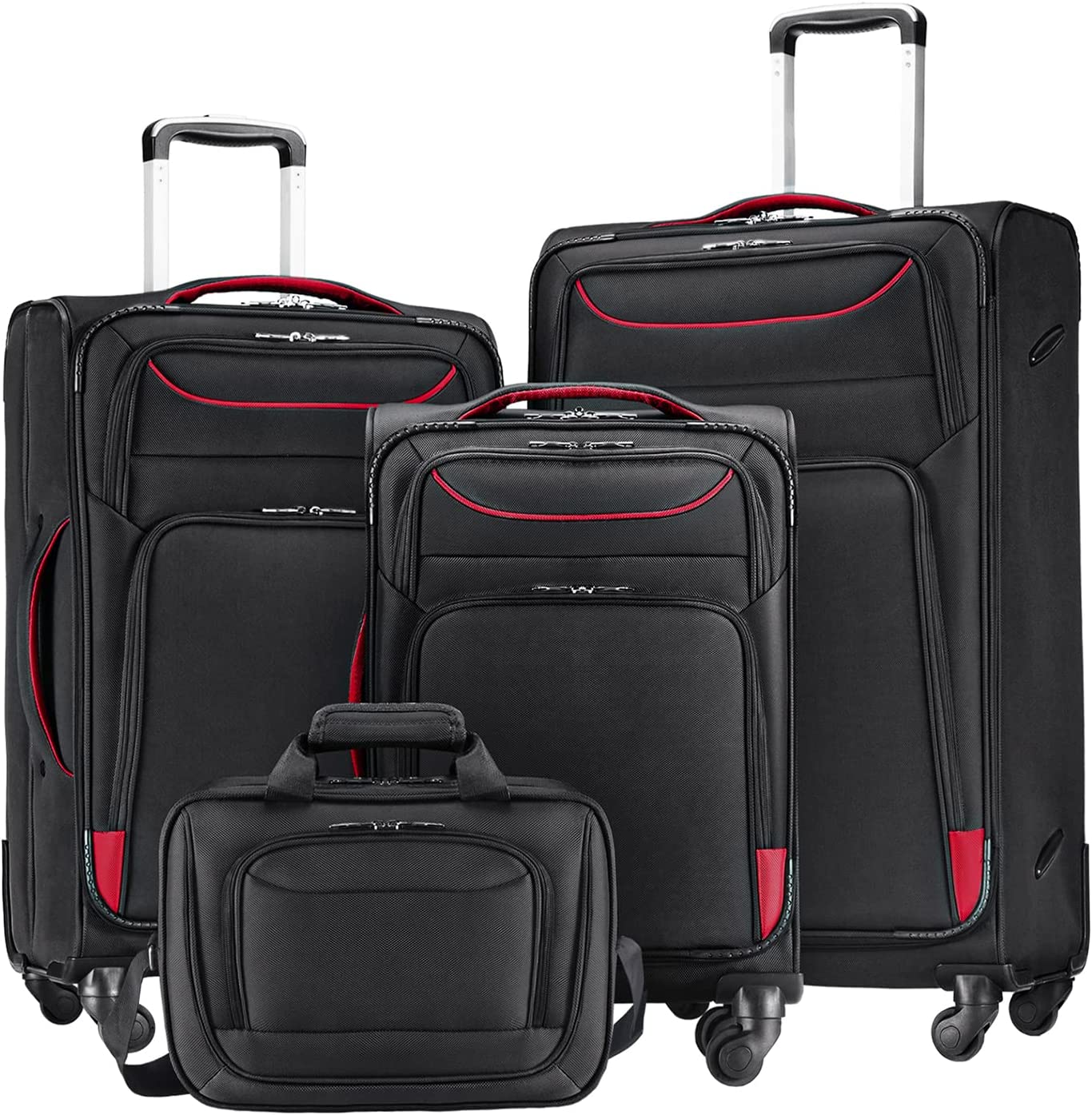 230527211655241_1 Coolife Luggage 3 Piece Set Suitcase Spinner Softshell lightweight (blue+sliver) - Image 1